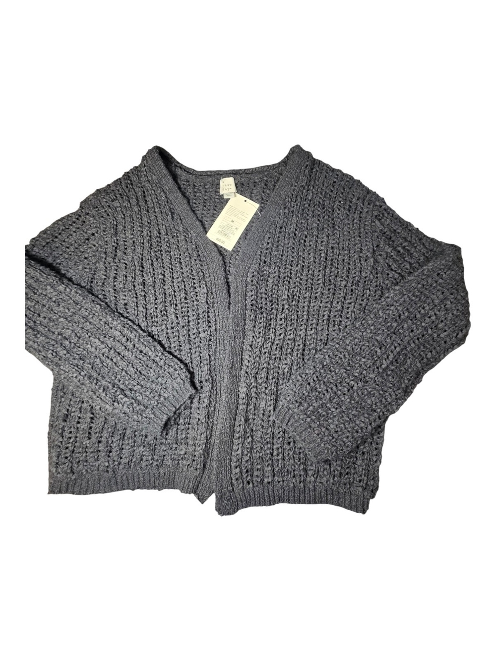 NWT A New Day Black Chunky Knit Cardigan Sweater Open Front Cozy Size M